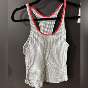 lululemon athletica Gray and Red Striped Tank Top